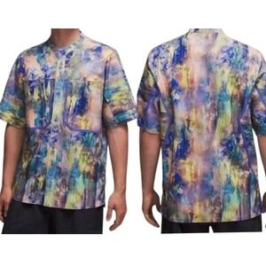Lululemon Mens M Water Repellent Hiking Short Sleeve Shirt Altered Nature Multi